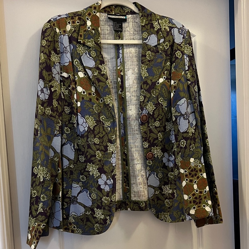Requirements Green and Blue Floral Blazer